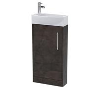 Winshill Contemporary 1 Door Right-Hand Floor Standing Cloakroom Vanity Unit with Basin, Metallic Slate, 440mm