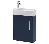Winshill Contemporary 1 Door Right-Hand Wall Hung Cloakroom Vanity Unit with Basin, Dark Blue, 440mm