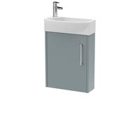 Winshill Contemporary 1 Door Right-Hand Wall Hung Cloakroom Vanity Unit with Basin, Grey, 440mm