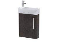Winshill Contemporary 1 Door Right-Hand Wall Hung Cloakroom Vanity Unit with Basin, Metallic Slate, 440mm