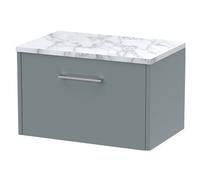 Winshill Contemporary 1 Drawer Wall Hung Vanity Unit with Laminate Worktop, Grey, 600mm