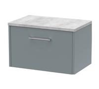 Winshill Contemporary 1 Drawer Wall Hung Vanity Unit with Laminate Worktop, Grey, 600mm