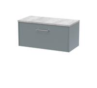 Winshill Contemporary 1 Drawer Wall Hung Vanity Unit with Laminate Worktop, Grey, 800mm