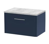 Winshill Contemporary 1 Drawer Wall Hung Vanity Unit with Laminate Worktop, Woodgrain Dark Grey, 600mm