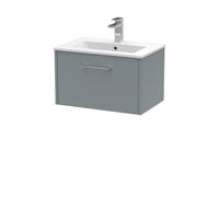 Winshill Contemporary 1 Drawer Wall Hung Vanity Unit with Minimalist Basin, Grey, 600mm
