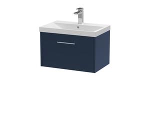 Winshill Contemporary 1 Drawer Wall Hung Vanity Unit with Thin Edge Basin, Dark Blue, 600mm