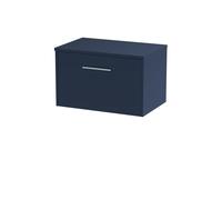 Winshill Contemporary 1 Drawer Wall Hung Vanity Unit with Worktop, Dark Blue, 600mm
