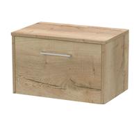 Winshill Contemporary 1 Drawer Wall Hung Vanity Unit with Worktop, Light Oak, 600mm