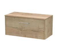Winshill Contemporary 1 Drawer Wall Hung Vanity Unit with Worktop, Light Oak, 800mm