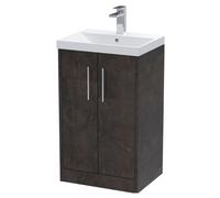Winshill Contemporary 2 Door Floor Standing Vanity Unit with Thin Edge Basin, Metallic Slate, 500mm