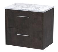 Winshill Contemporary 2 Drawer Wall Hung Vanity Unit with Laminate Worktop, 600mm