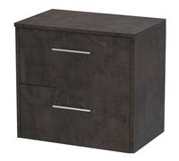 Winshill Contemporary 2 Drawer Wall Hung Vanity Unit with Worktop, 600mm