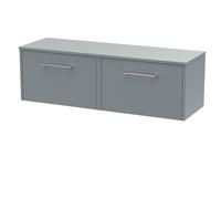 Winshill Contemporary 2 Drawer Wall Hung Vanity Unit with Worktop, Grey, 1200mm