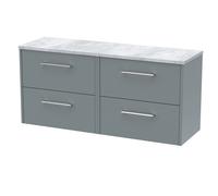 Balterley Winshill Contemporary 4 Drawer Wall Hung Vanity Unit With Laminate Worktop, Grey, 1200mm