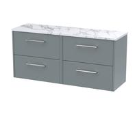 Winshill Contemporary 4 Drawer Wall Hung Vanity Unit with Laminate Worktop, Grey, 1200mm