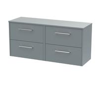 Winshill Contemporary 4 Drawer Wall Hung Vanity Unit with Worktop, Grey, 1200mm