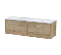 Winshill Contemporary Wall Hung Vanity Unit with Laminate Worktop, Light Oak, 1200mm