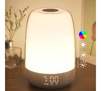 winshine Wake Up Night Light with Sunrise Simulation Alarm Clock, Touch Control 3 Ways Dimmable Warm White Bedside Lamp for Bedrooms RGB Ambient Table Nightstand Light,Sleep Aid Snooze Mode