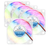 WINSINN 60mm RGB Fan 12V, LED Colorful Micro 24 Volt Fans 6010 Hydraulic Bearing, Brushless Cooling 60x10mm 2PIN, Works with 3D Printer/Computer/Notebook/PC Case/Router/TV Box (Pack of 4Pcs)