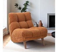 Winslow Brown Fabric Accent Chair High-Density Foam Seat, Hardwood Legs, Serpentine Sprung Support, Living Room Armchair