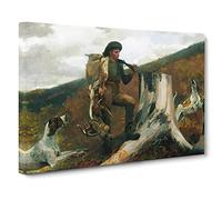 Winslow Homer A Huntsman and Dogs Canvas Print | Gallery Wrapped 30mm Frame Wall Art | 24x16 inches | Ready to Hang | Modern Animal Picture | Living Room Bedroom Lounge Office