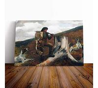 Winslow Homer A Huntsman and Dogs Canvas Print | Gallery Wrapped 30mm Frame Wall Art | 30x20 inches | Ready to Hang | Modern Animal Picture | Living Room Bedroom Lounge Office