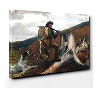 Winslow Homer A Huntsman and Dogs Canvas Print | Gallery Wrapped 30mm Frame Wall Art | 30x20 inches | Ready to Hang | Modern Animal Picture | Living Room Bedroom Lounge Office