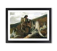 Winslow Homer A Huntsman and Dogs Classic Painting Framed Print | A2 Black Framed Wall Art | Ready to Hang | Classic Animal Picture | Living Room Bedroom Lounge Office
