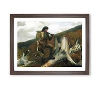 Winslow Homer A Huntsman and Dogs Classic Painting Framed Print | A4 Walnut Framed Wall Art | Ready to Hang | Classic Animal Picture | Living Room Bedroom Lounge Office