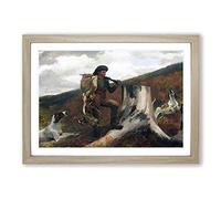 Winslow Homer A Huntsman and Dogs Framed Print | A2 Oak Framed Wall Art | Ready to Hang | Modern Animal Picture | Living Room Bedroom Lounge Office
