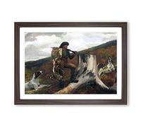 Winslow Homer A Huntsman and Dogs Framed Print | A2 Walnut Framed Wall Art | Ready to Hang | Modern Animal Picture | Living Room Bedroom Lounge Office