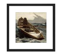 Winslow Homer Fog Warning Painting 8X8 Inch Square Wooden Framed Wall Art Print Picture with Mount Artery8 Black One Size