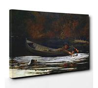 Winslow Homer Hound and Hunter Canvas Print | Gallery Wrapped 30mm Frame Wall Art | 30x20 inches | Ready to Hang | Modern Animal Picture | Living Room Bedroom Lounge Office