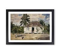 Winslow Homer Native Huts Framed Print | A2 Black Framed Wall Art | Ready to Hang | Modern Nature Picture | Living Room Bedroom Lounge Office