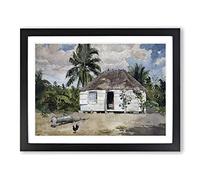 Winslow Homer Native Huts Framed Print | A3 Black Framed Wall Art | Ready to Hang | Modern Nature Picture | Living Room Bedroom Lounge Office