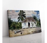 Winslow Homer Native Huts, Nassau Classic Painting Canvas Wall Art Print Ready to Hang, Framed Picture for Living Room Bedroom Home Office Décor, 76x50 cm (30x20 Inch)