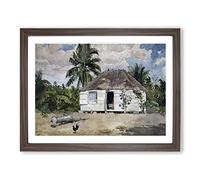 Winslow Homer Native Huts, Nassau Classic Painting Framed Wall Art Print, Ready to Hang Picture for Living Room Bedroom Home Office Décor, Walnut A2 (64 x 46 cm)
