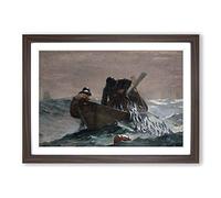 Winslow Homer Pulling in The Catch Framed Print | A2 Walnut Framed Wall Art | Ready to Hang | Modern Nature Picture | Living Room Bedroom Lounge Office