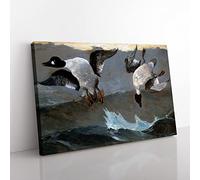 Winslow Homer Right and Left Classic Painting Canvas Wall Art Print Ready to Hang, Framed Picture for Living Room Bedroom Home Office Décor, 50x35 cm (20x14 Inch)