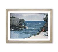 Winslow Homer Rocky Shore Bermuda Framed Print | A2 Oak Framed Wall Art | Ready to Hang | Modern Nature Picture | Living Room Bedroom Lounge Office