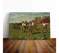Winslow Homer Snap The Whip Canvas Print | Gallery Wrapped 30mm Frame Wall Art | 20x14 inches | Ready to Hang | Modern Picture | Living Room Bedroom Lounge Office