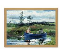 Winslow Homer The Blue Boat Painting Artwork Framed Wall Art Print A4 Artery8 Light Oak One Size