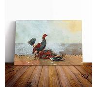 Winslow Homer The Cock Fight Canvas Print | Gallery Wrapped 30mm Frame Wall Art | 24x16 inches | Ready to Hang | Modern Picture | Living Room Bedroom Lounge Office