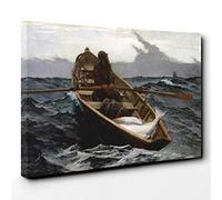 Winslow Homer The Fog Warning Canvas Print | Gallery Wrapped 30mm Frame Wall Art | 30x20 inches | Ready to Hang | Modern Picture | Living Room Bedroom Lounge Office