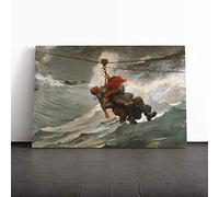 Winslow Homer The Life Line Canvas Print | Gallery Wrapped 30mm Frame Wall Art | 20x14 inches | Ready to Hang | Modern Picture | Living Room Bedroom Lounge Office