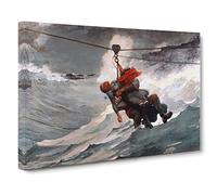 Winslow Homer The Life Line Canvas Print | Gallery Wrapped 30mm Frame Wall Art | 24x16 inches | Ready to Hang | Modern Picture | Living Room Bedroom Lounge Office