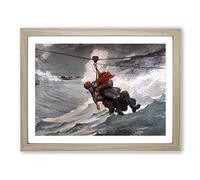 Winslow Homer The Life Line Classic Painting Framed Print | A2 Oak Framed Wall Art | Ready to Hang | Classic Historical Picture | Living Room Bedroom Lounge Office