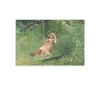 Winslow Homer, The Naturalist Painter, World Masterpiece, Girl on A Swing Poster Canvas Art And Wall Art Picture Print Modern Family Bedroom Decor 08x12inch(20x30cm)