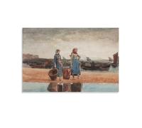 Winslow Homer, The Naturalist Painter, World Masterpiece, Two Girls on The Beach, Tynemouth Poster Print Photo Art Painting Canvas Home Decorative Bedroom Modern Decor 20x30inch(50x75cm)