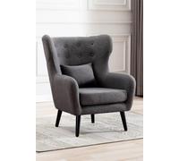 Winslow Wing Back Linen Accent Chair - Grey / Without Footstool